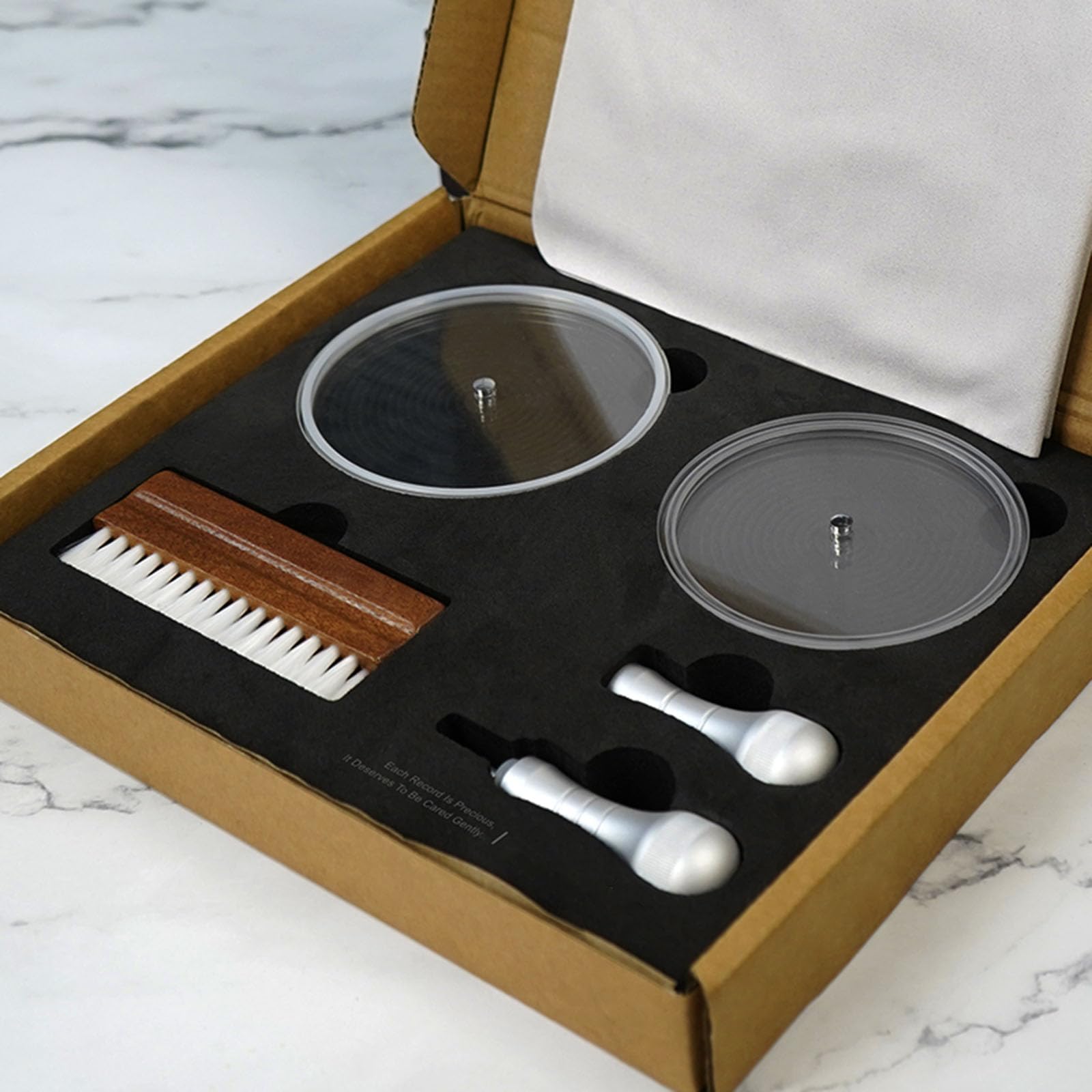Kit di pulizia 5 in 1 per LP Record Label Saver Clean Tool Cleaner Clamp Water Brush Cloth LP Record Clean Tool