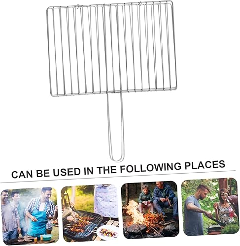 Miniatura 8 de Happyyami 2 pcs Stainless Steel Grill Barbecue Grilling Basket Fish Grill Rack Fish Grill Basket Grill mesh Wire clamp Barbecue Grill net Charcoal