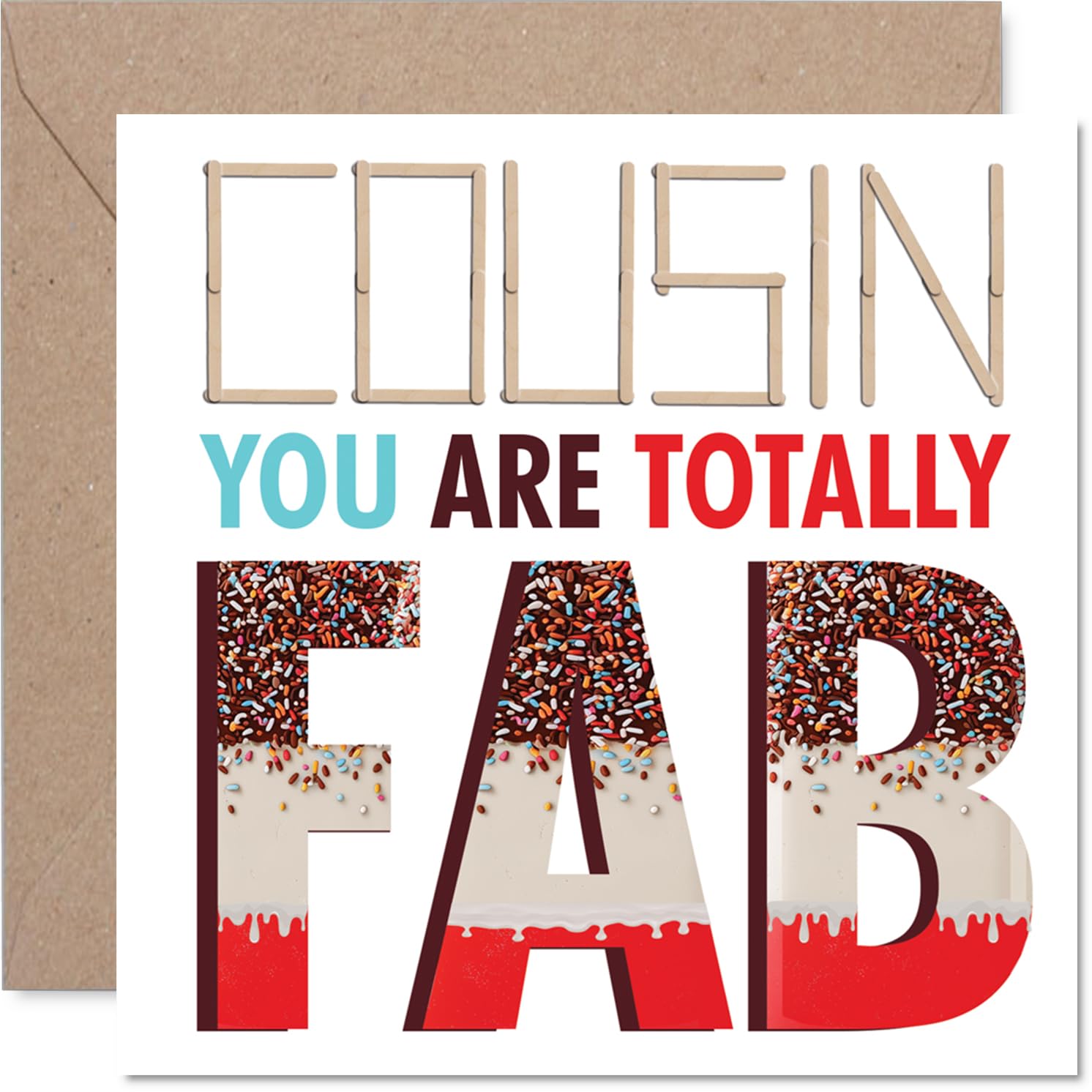 Cousin Birthday Card - Totally Fab - Happy Birthday Card for Cousin from Family Relative, 145mm Totally Fab Bday Greeting Cards