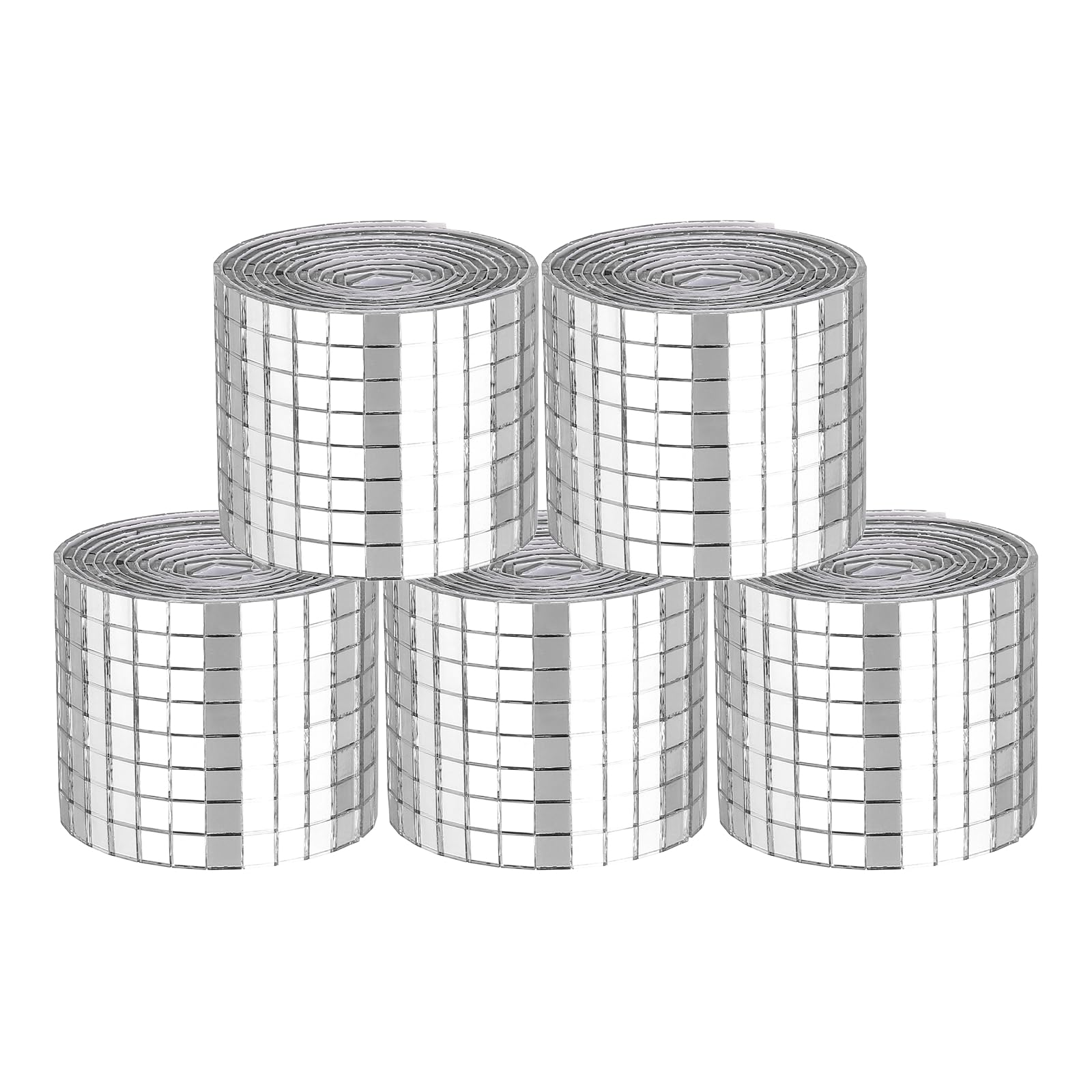 sourcing map 8000 Pcs Mirror Mosaic Tiles 5 x 5 mm Square Glass Self-Adhesive Disco Ball Mirror Tiles Sticker for DIY Craft Decoration Art Collage Card Making, Silver — image 1