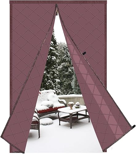 Risareyi Cortina magnética con aislamiento térmico para puerta, tamaño de 38 x 82 pulgadas, tela Oxford resistente a la intemperie, relleno de