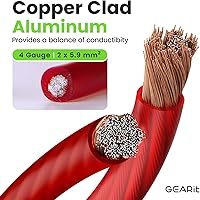 Vista 2 de GEARit Cable de calibre 4, cable eléctrico CCA para alimentación/tierra automotriz, cable de batería, audio para automóvil, RV, kit de cableado