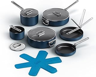 Joseph Joseph Space 10 Piece Nonstick Pots and Pans Set with Lids, Nesti...