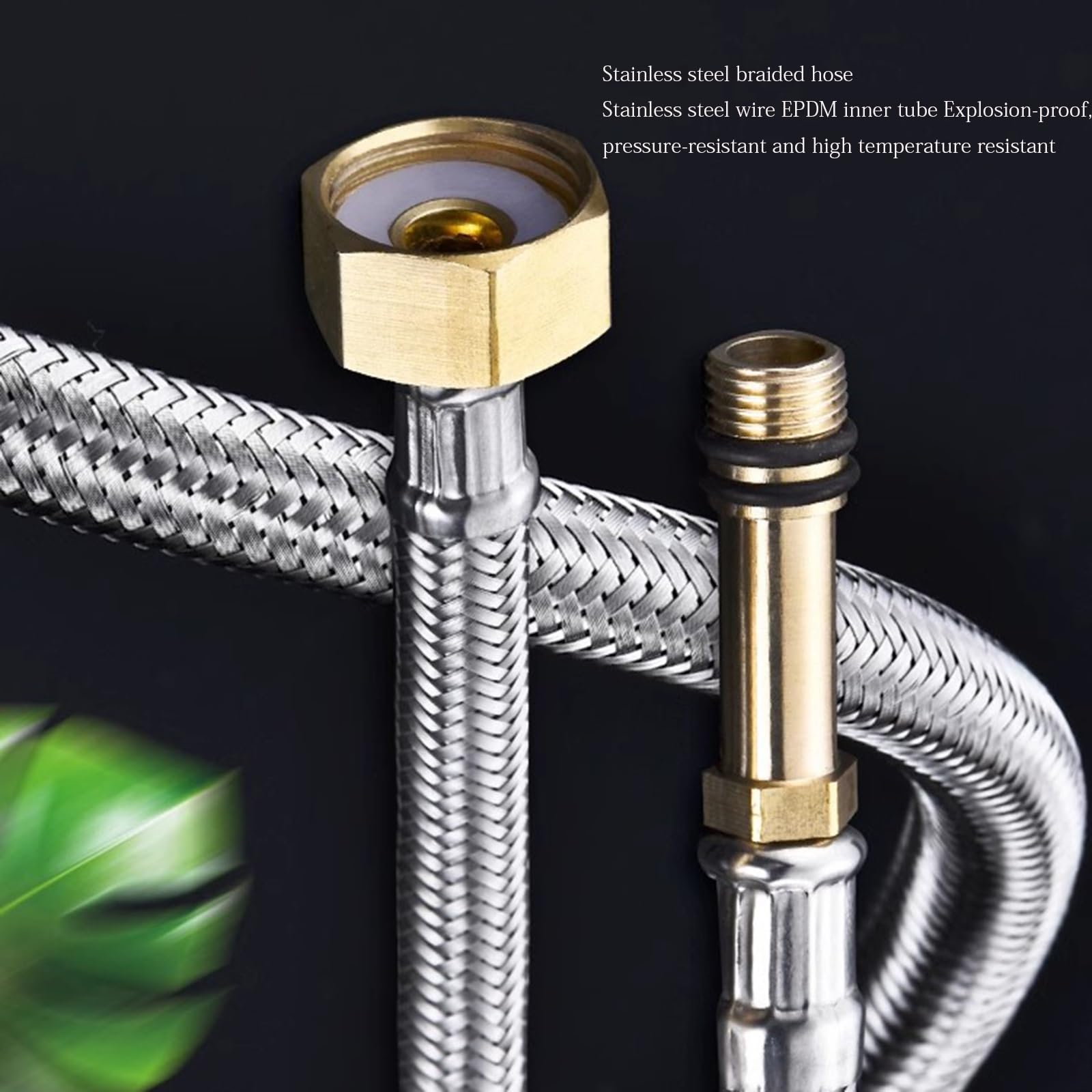 Connettori flessibili resistenti per rubinetto, confezione da 2 tubi da M10 a G1/2 per miscelatori monoblocco, lavelli e caldaie, facili da installare, lunghi 50 cm, ideali per l'impianto idraulico