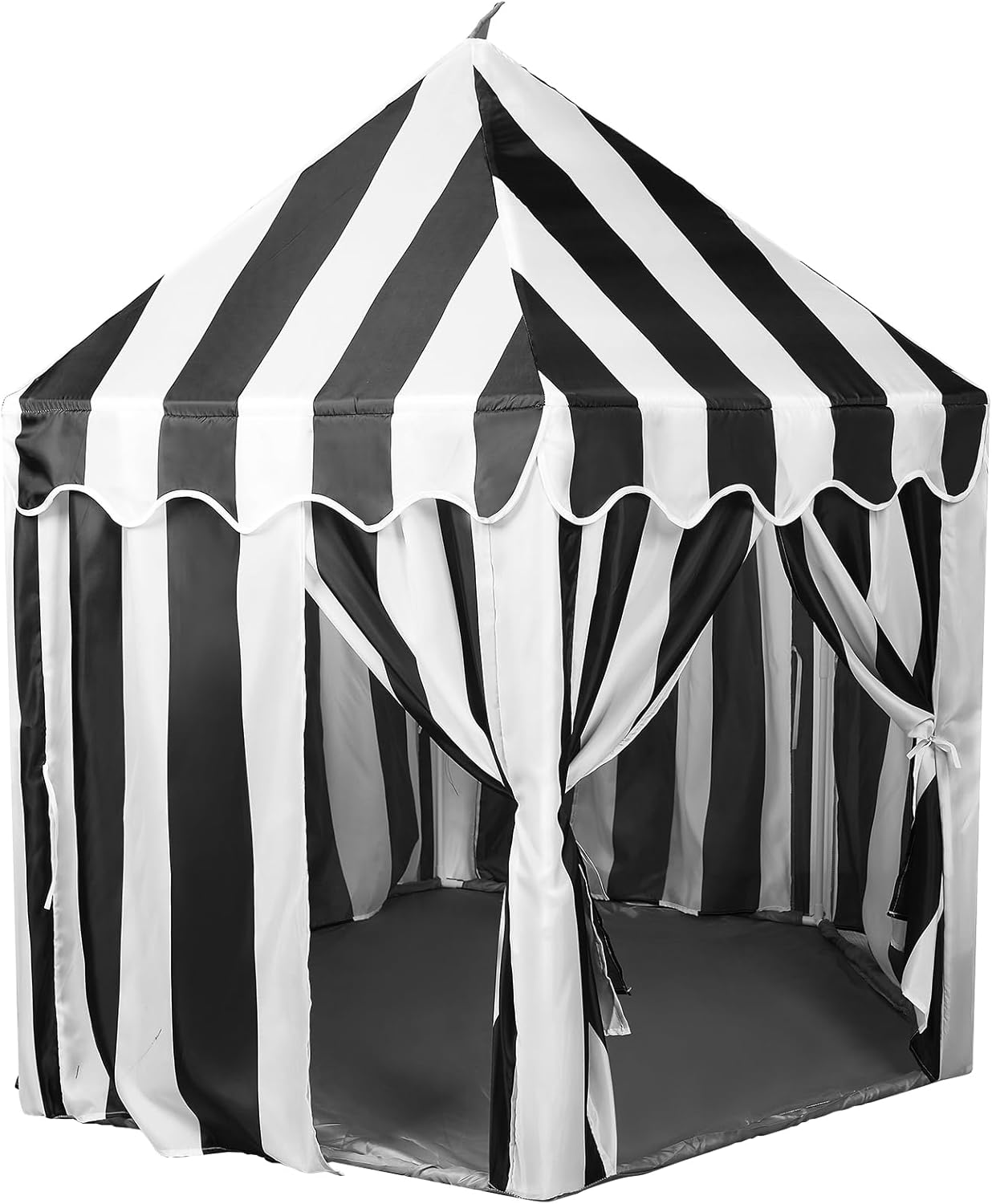 Large Tent for Kids 55" X 53" Kids Playhouse Black and White Stripe Tent for Carnival Party Supplies for Play and Games Indoor and Outdoor Camping Activity Toys