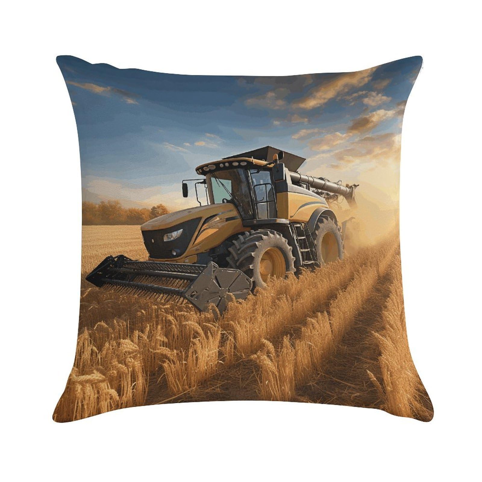 VstaDank Farm Tractor Harvest Throw Pillow Cover Square Lumbar Throw Pillow Case Soft Decorative Cushion Cases Short Plush Pillowcase with Zipper Luxury Cozy Pillows Shams for All Seasons