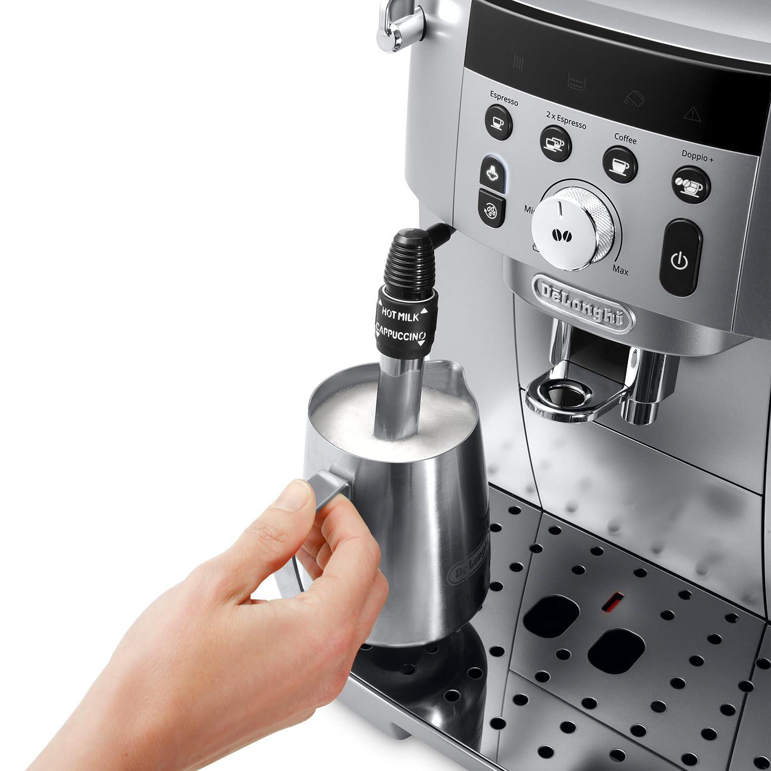 De'Longhi Magnifica S Smart ECAM250.​31.​SB, Macchina Caffè Automatica con Montalatte, Macchina Compatta dal Chicco alla Tazza, Montatura Manuale Latte, 4 Ricette One Touch, Nero Argento