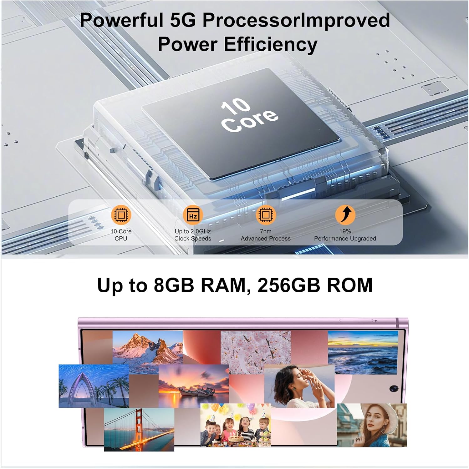 C24 Ultra Unlocked Android Phone, 8GB+256GB/1TB Expanded Memory Cell Pone, Android 14.0 Smartphone, 6800mAh Battery, 6.82“ HD Screen, 108MP Camera | 5G Phone | Dual SIM & Face ID | GPS-Pink image 6 of 7 B0FGK3NFPD