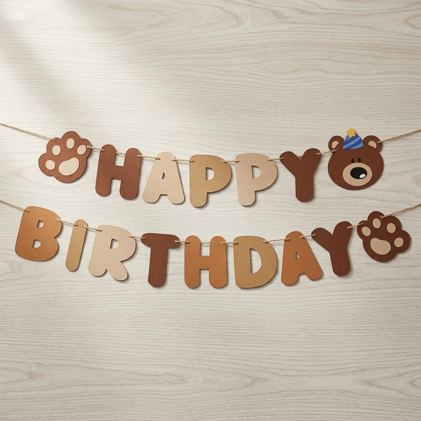 Birthday Decorations Bear Theme Party Banner - Reusable & Easy to Assemble Happy Birthday Sign for Party Supplies and Home Decor