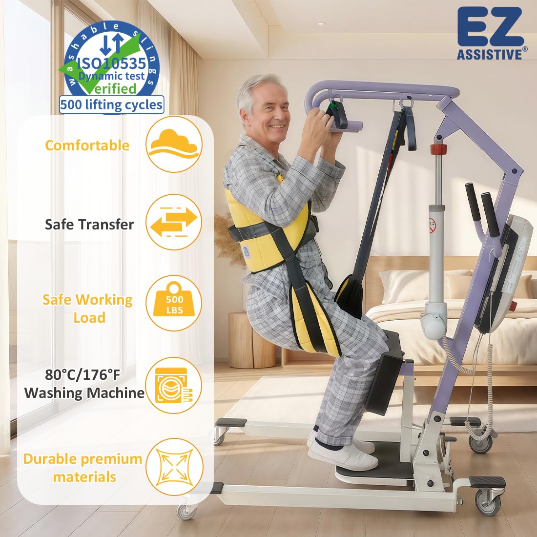 Sit to Stand Transfer Sling per anziani e assistenza alla mobilità, supporto antiscivolo per sollevamento con supporto regolabile, comoda imbottitura, si adatta alla maggior parte dei tipi di corpo