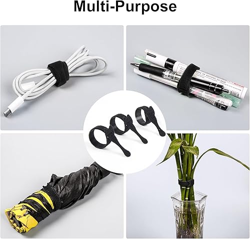 Miniatura 5 de OneLeaf 180 bridas reutilizables para cables, lazos organizadores de cables ajustables de 4 pulgadas, lazos multiusos para organizar el hogar,