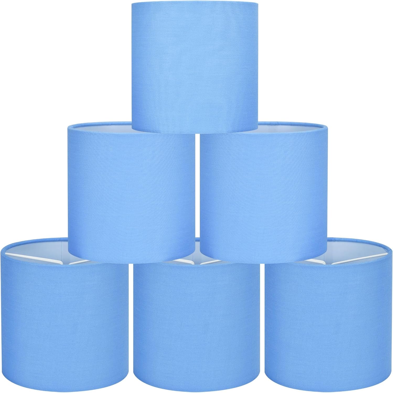 LAMPWELL LEBE Blue Clip on Chandelier Lamp Shades Set of 6,Small Lamp Shades Clip on bulb,5.2"×5.2"×H5.2",Fabric Mini Drum Lamp Shade,Handmade,FOR CANDLE BULB AND SMALL GENERAL BULB