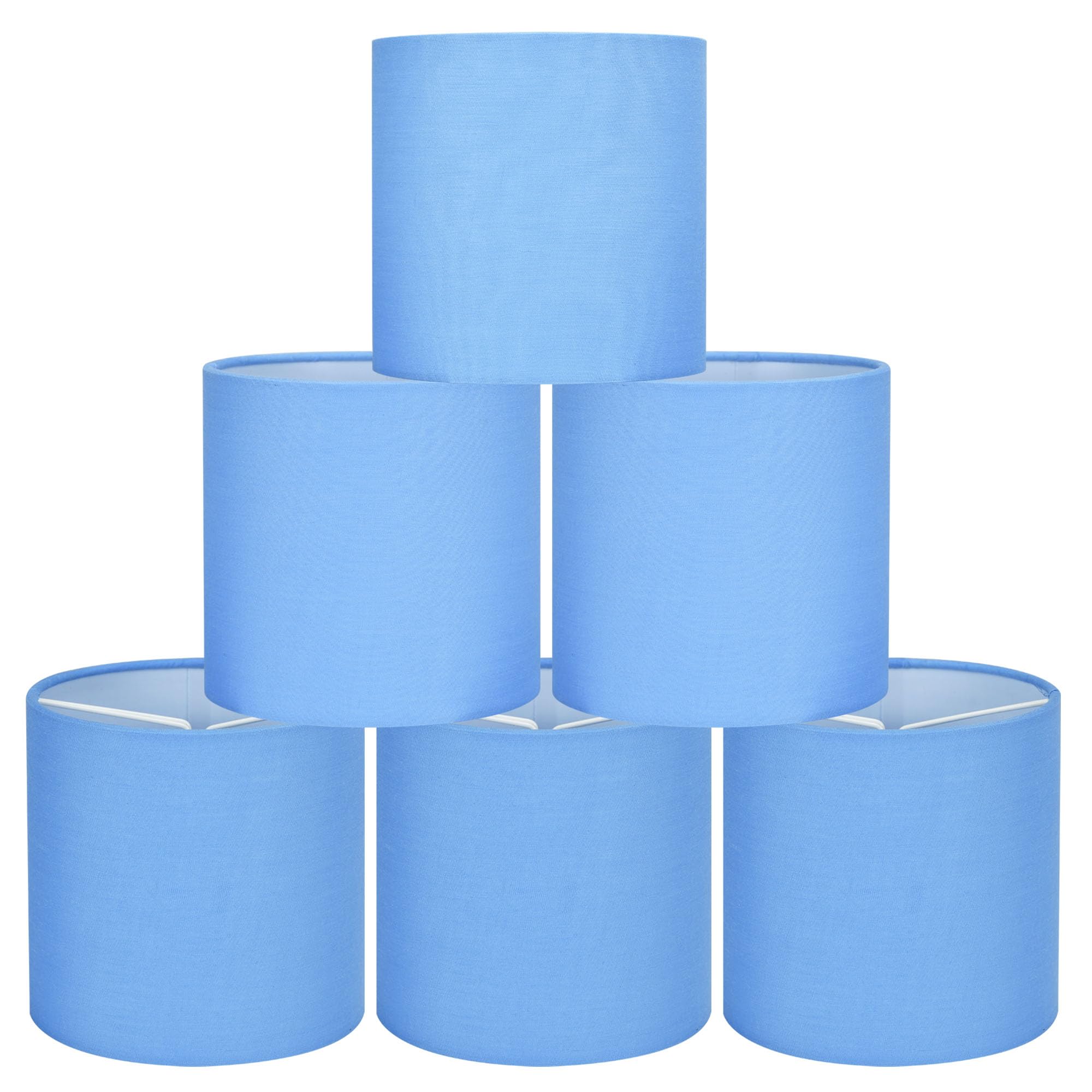 LEBE - Juego de 6 pantallas de lámpara de araña con clip, color azul, pequeñas pantallas de lámpara con clip, 5.2 x 5.2 pulgadas x 5.2 pulgadas de alto, pantalla de tela, hecha a mano, para