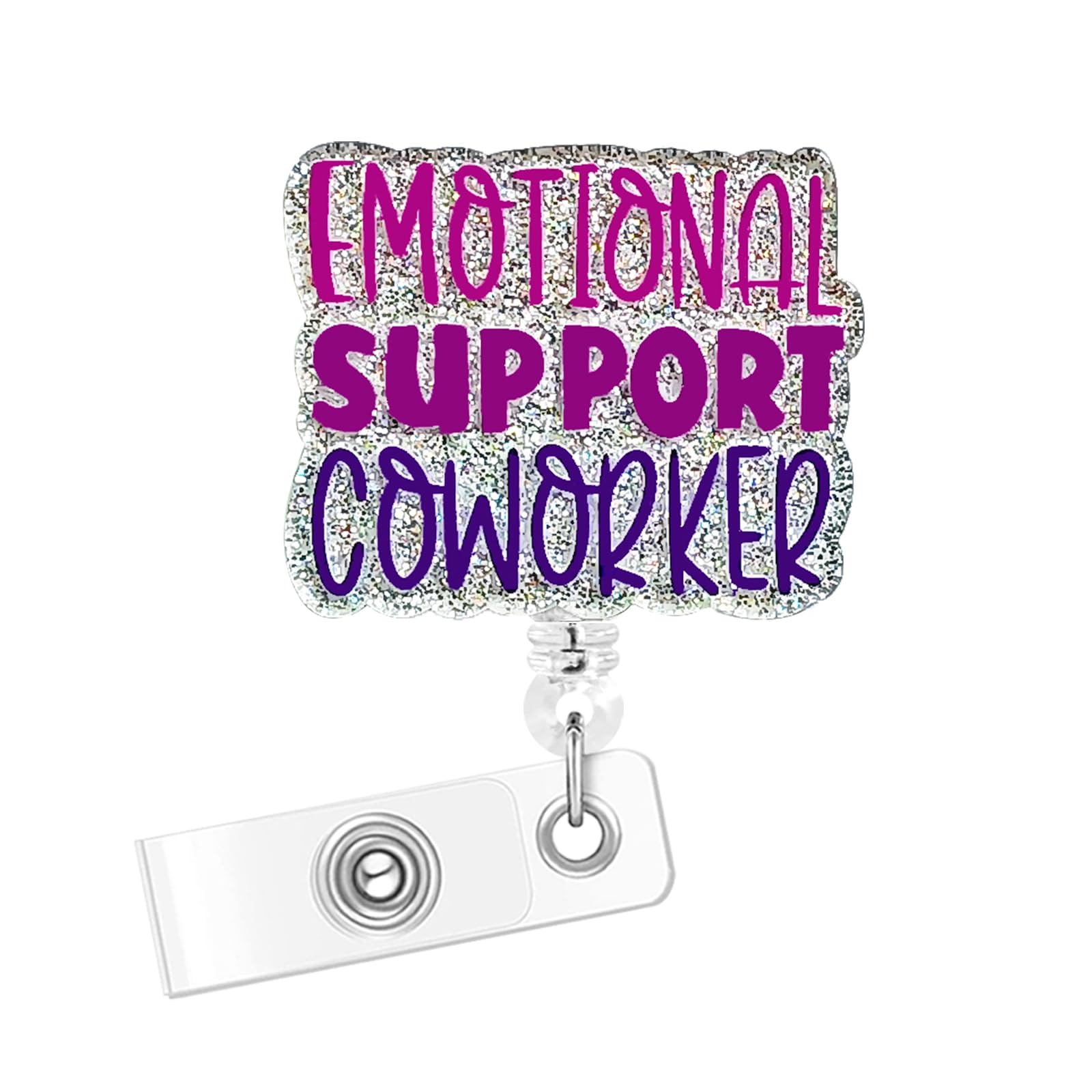 Horee Nurse Badge Reel, Retractable ID Card Holder with Alligator Clip, Bling Acrylic Badge Holder, Demure Funny Design (Emotional)