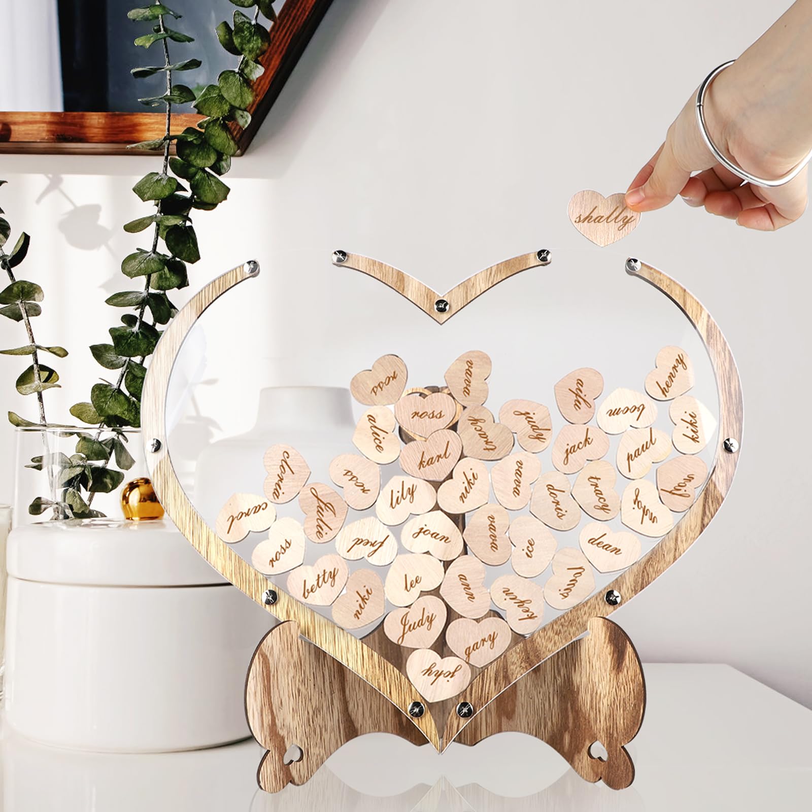 Regalo Boda Para Novios Neamon Libros De Visitas Letrero Alternativo 72  Corazones De Madera Libro De Visitas Recepción De Boda, Decoraciones De Boda  Para Recepción, Decoración De Boda Idílica Decoración Rústica (Color, image size:1600x1600