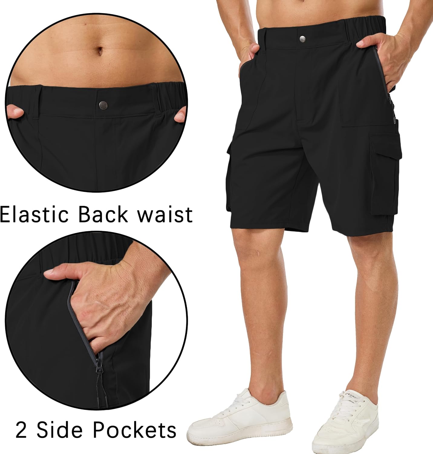 Men's Lightweight 9'' Cargo Hiking Shorts Work with 5 Pockets