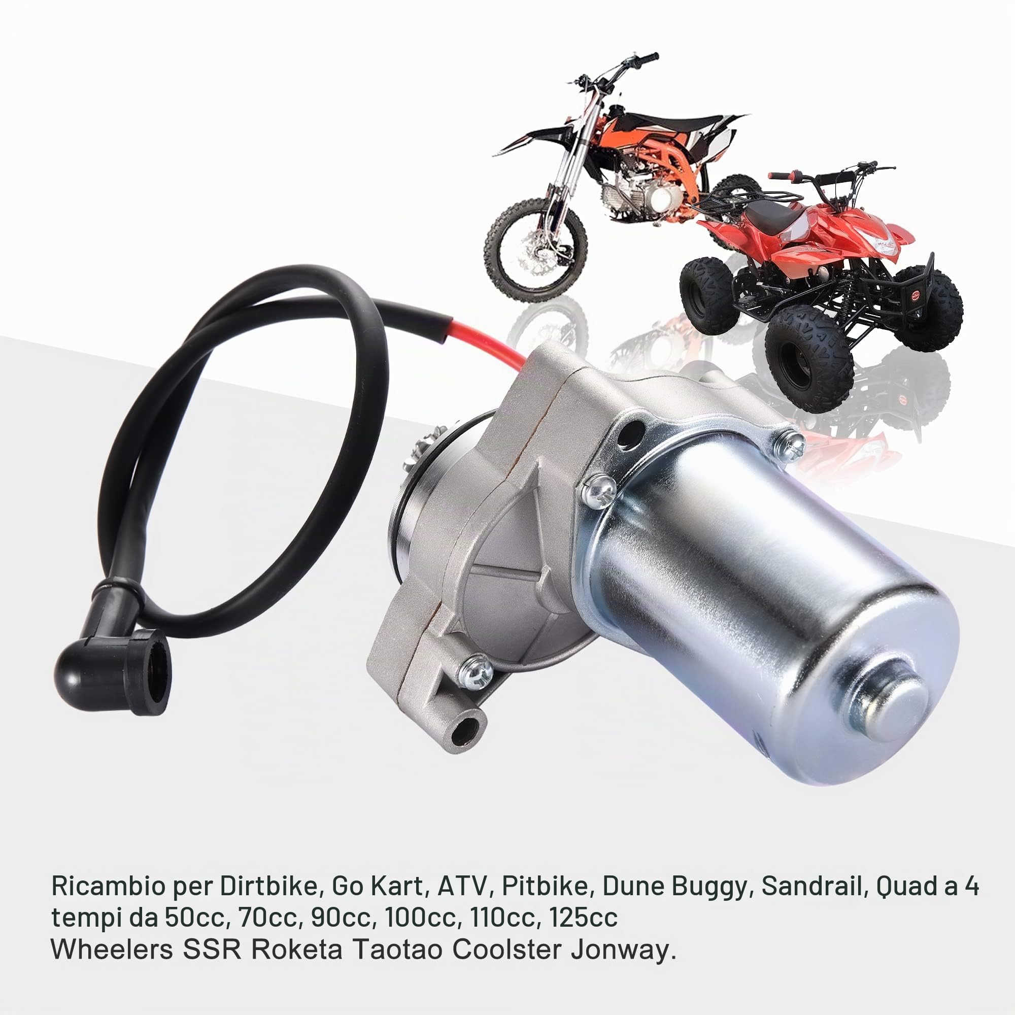 GOOFIT Avviamento Elettrico 12V Minimoto Motore Go Kart Top Performance Sostituzione Per 50cc 70cc 110cc 125cc ATV Quad Scooter Ciclomotore Argento