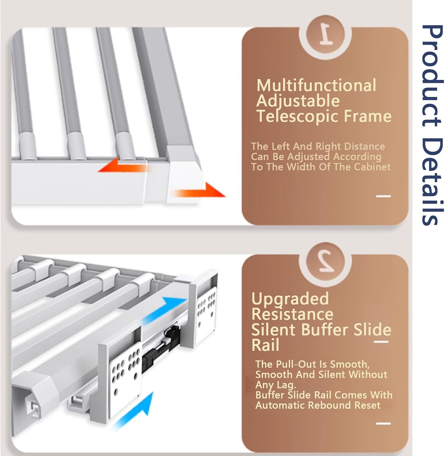 Clothes Rail Pull Out Clothes Rail Drying Rack, Invisible Washing Machine Balcony Drawer-Type Pants White Multiple Sizes(864-914mm)