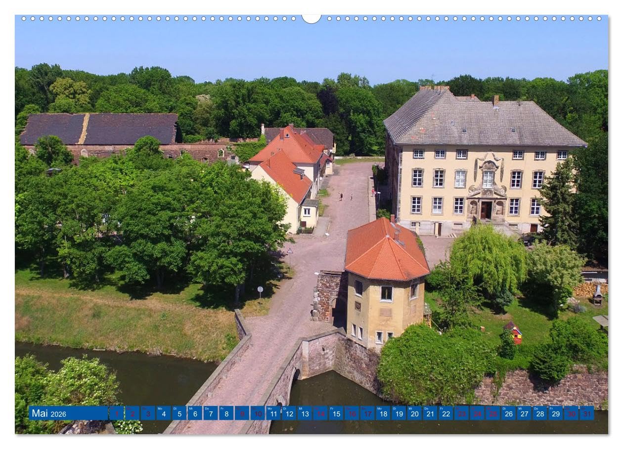 SAALEKREIS GEDROHNT (Wandkalender 2026 DIN A2 quer), CALVENDO Monatskalender: Mit der Drohne durch den Saalekreis (CALVENDO Orte)