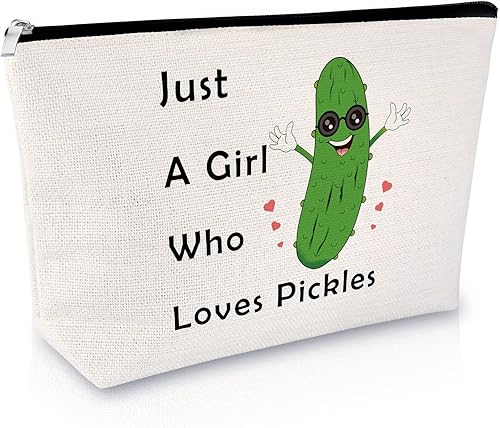 Sfodiary Regalo para amantes de los pepinillos, bolsa de maquillaje para mujer, regalo de cumpleaños para amantes de los pepinillos, bolsa de