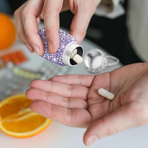 Miniatura 7 de Soleebee Pastillero portátil con llavero brillante, organizador de píldoras de viaje pequeño, contenedor de píldoras impermeable al aire libre,