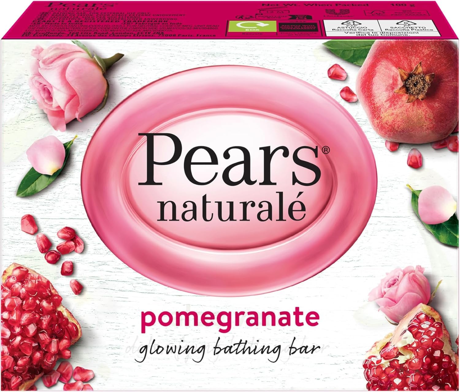 Pears Naturale Pomegranate Soap Bars 100g 6 Pack + 1x Soap Bag, 100 g (Pack of 6) - Image 2