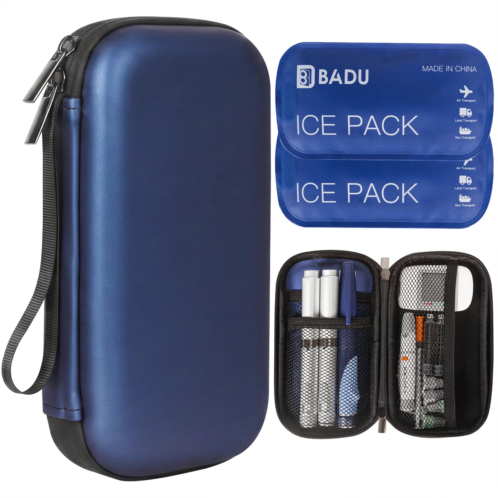 Mallette de voyage isotherme pour insuline, approuvée par la TSA, petite, pour médicaments réfrigérés, avec 2 packs de glace réutilisables.