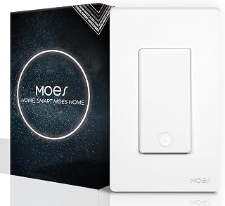 MOES Zigbee Smart Switch 1 Gang, No Neutral Wire Required, Inteligente Single Pole Light Switches, Compatible with Alexa Google Assistant, Remote Control, Require MOES Zigbee Hub