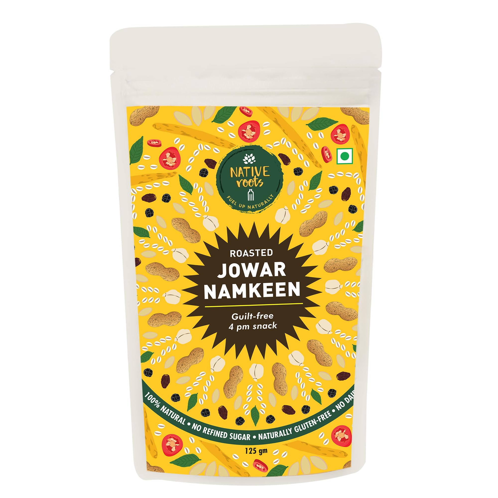 Native Roots Roasted Jowar Namkeen | Tea Time Snacks | Made Up Natural Ingredients Flakes, Peanuts, Chana Dal | Naturally Gluten Free & Not Fried Chivda (Pack of 1, 125gm) (B0CGHYLFG5) Amazon Price History, Amazon Price Tracker