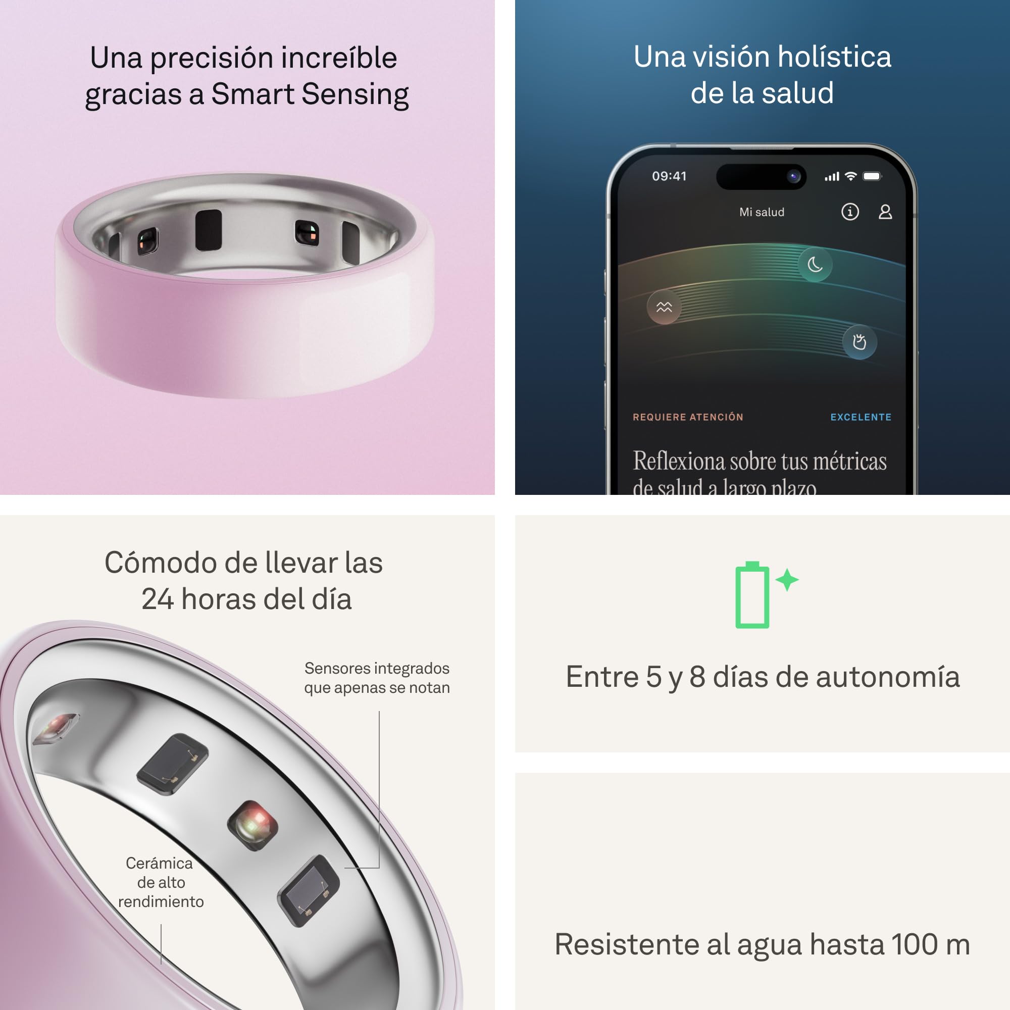 Oura Ring 4 Ceramic Petal - Talla 8 - Averigua tu Talla Col el Kit de Tallaje