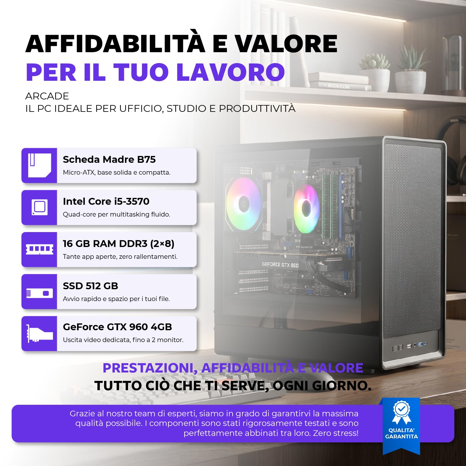 PC Gaming Fisso i5 fino a 3,8GHz | 16GB RAM | SSD 500GB | GTX 960 4GB | Windows 11 Pro Preinstallato | Computer Desktop Gaming | Wifi Ready | Pronto all'Uso - Arcade