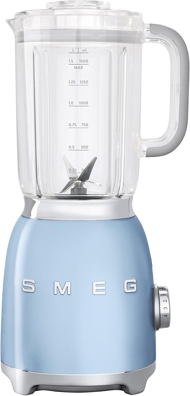 SMEG Batidora BLF01PBEU, 800 W, 0.45 litros, Metal, plástico, 4 Velocidades, Azul Pastel