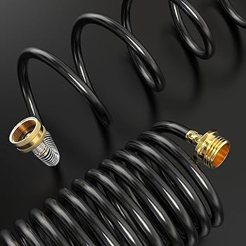 GASHER 25FT PU Recoil Garden Water Hose With 3/4"Inch Brass