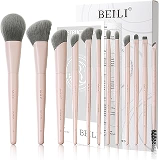 BEILI Juego de 12 brochas de maquillaje rosa,...