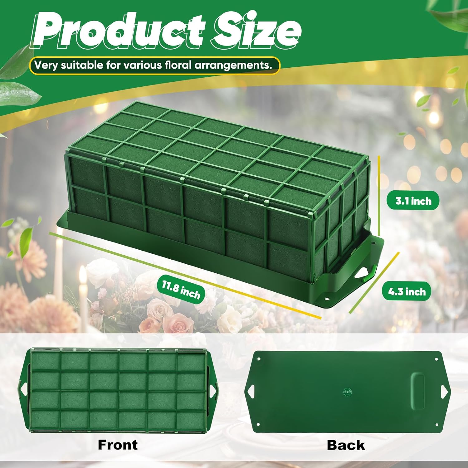 12 Pcs 11.8 x 4.3 x 3.1 Inches Floral Foam Cage Rectangular, Wet Flower Foam Cage Holders for Fresh Flowers, Floral Arrangement Supplies, Flower Holder Cage for Wedding, DIY, Centerpiece