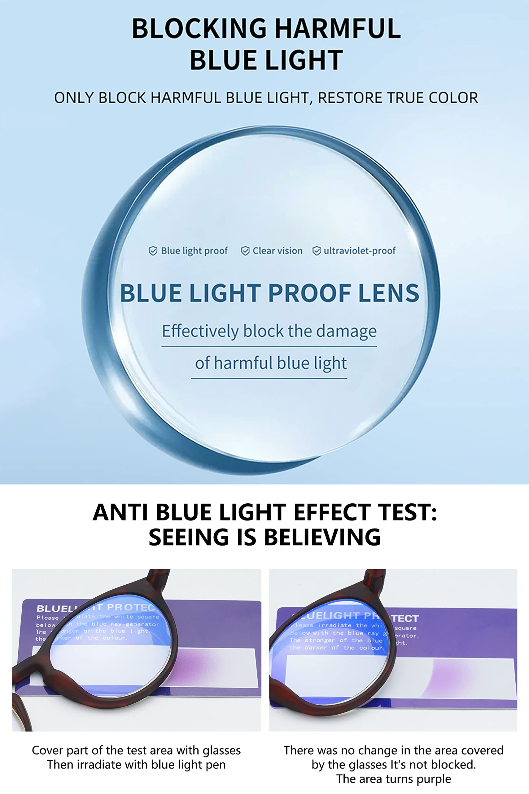 VEVESMUNDO Anti Luce Blu Occhiali da Lettura con Custodia Rotondi Occhiali per la lettura con Filtro Luce Blu da Uomo Donna