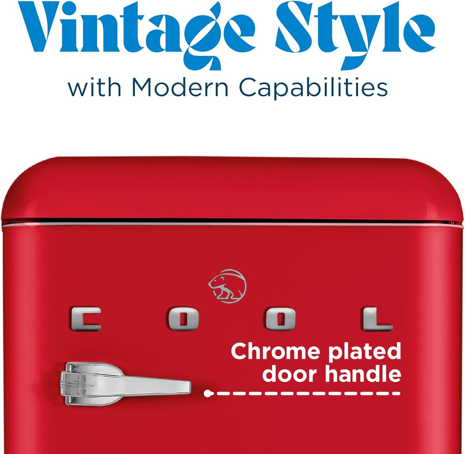 Commercial Cool CCRR4LR 4.0 Cu. Ft Freezer, Vintage Style Refrigerator with 1 Slide-Out Glass Shelf and Crisper Cover, Retro Fridge,Red