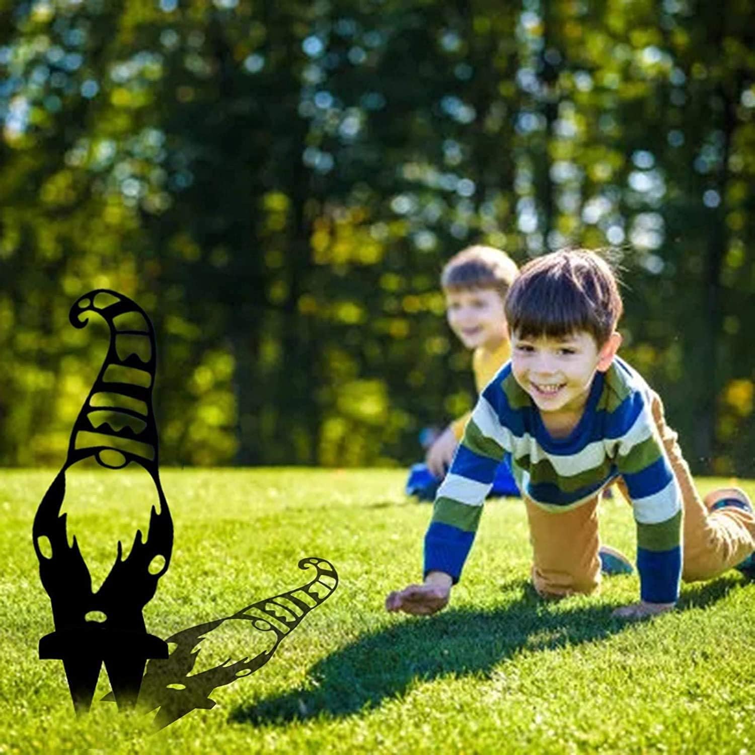 Steel Branch Gnome Decoration,4PCS Hollowed Out Gnomes Silhouette Art Dwarf Decor Branch Ornaments with Stake for Garden Patio Yard Lawn Porch Decoration