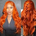 Ginger Lace Front Wigs Human Hair Pre Plucked 13x4 Colored Ginger Human Hair Lace Front Wigs 200 Density Orange 88J Color 22 Inch