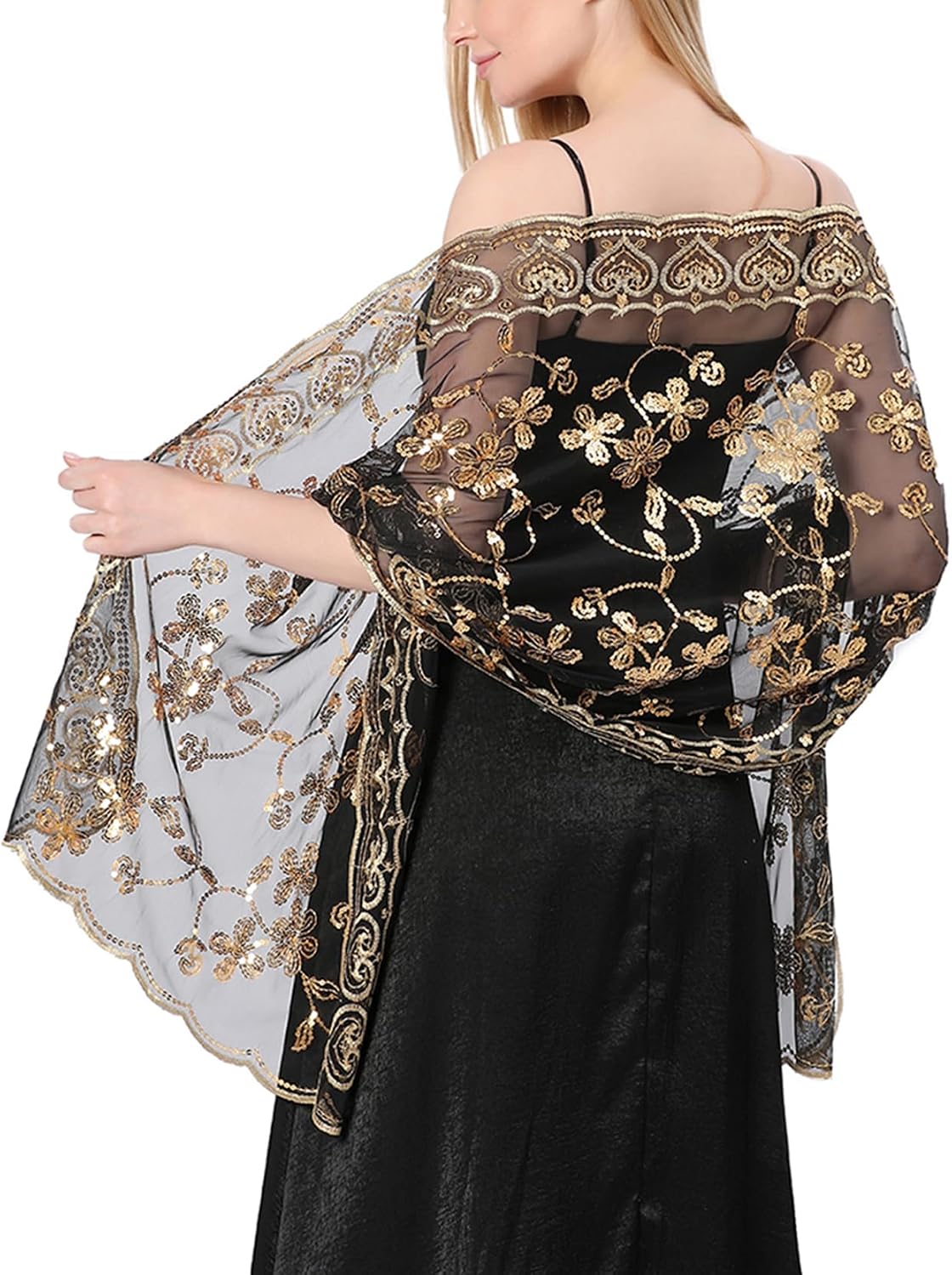Shawls and Wraps for Evening Dresses Sheer Women Elegant Glitter Shawls Soft Sparkly Wedding Bridal Scarf