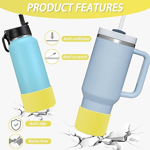 Miniatura 4 de Vmini Funda para vasobotella, compatible con Stanley, Hydro Flask y más botellas de agua, funda de silicona inferior antideslizante con textura de