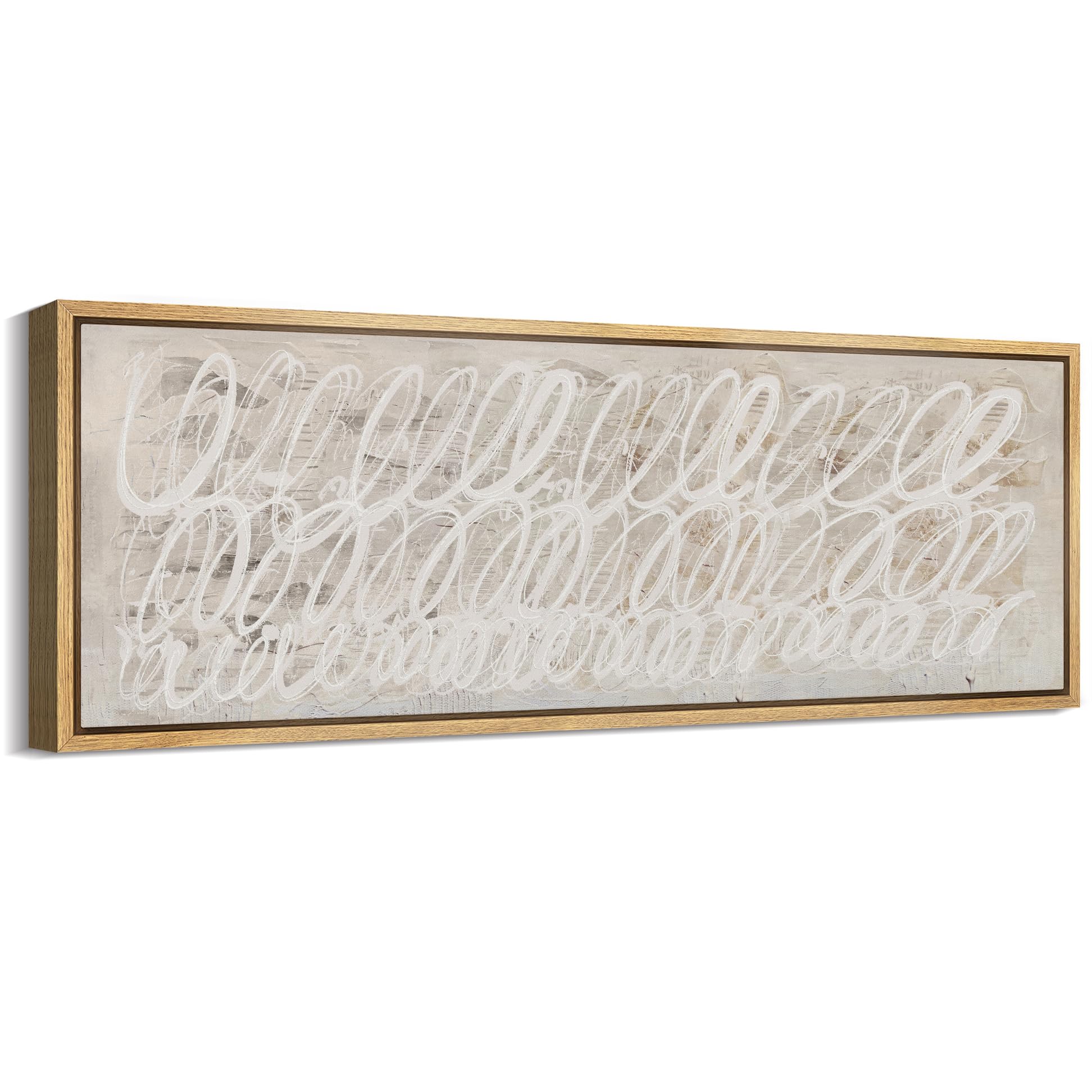 MUDECOR Large Framed Canvas Print Wall Art White Abstract Calligraphy ...
