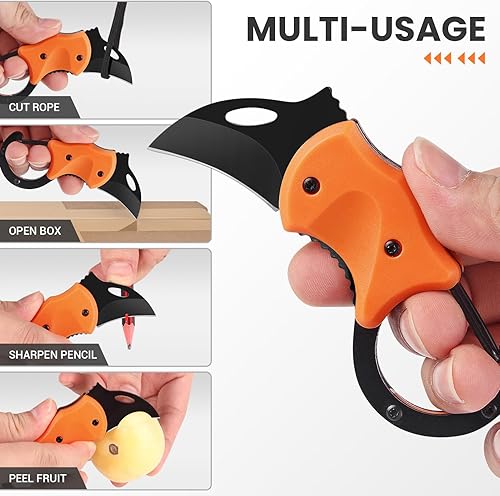 Miniatura 4 de FUNBRO Cuchillo de bolsillo pequeño para hombres, cortador de caja de cuchillos plegable con hoja afilada de 1.34 pulgadas, mini cuchillos EDC para