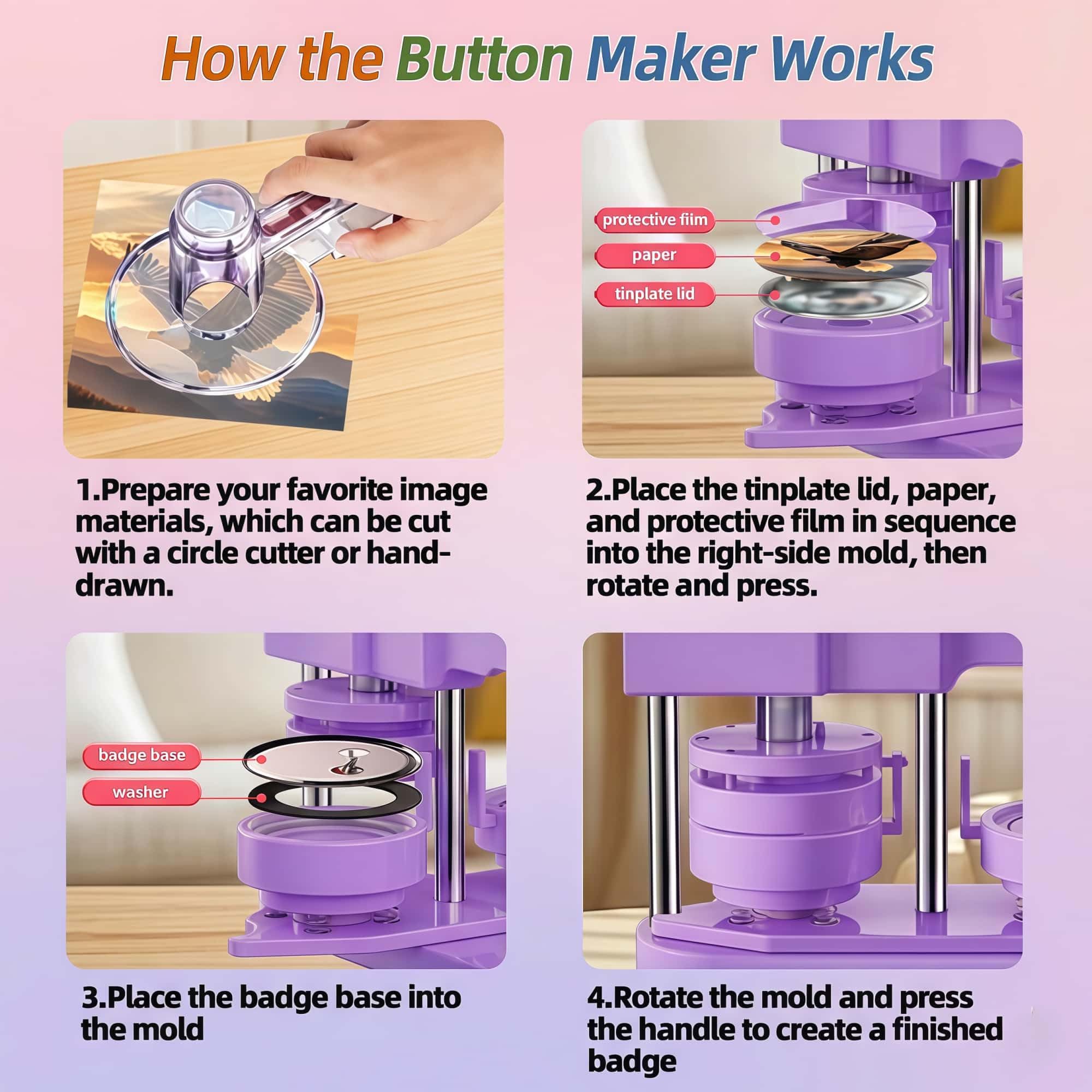 DIY Button Maker Kit - Easy Badge Making Machine -2
