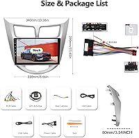 Vista 9 de CAMECHO 2+64G CarPlay & Android Auto Receptor estéreo para coche, Android 13 Doble DIN Radio de coche para Hyundai Accent Verna Solaris 2010-2016