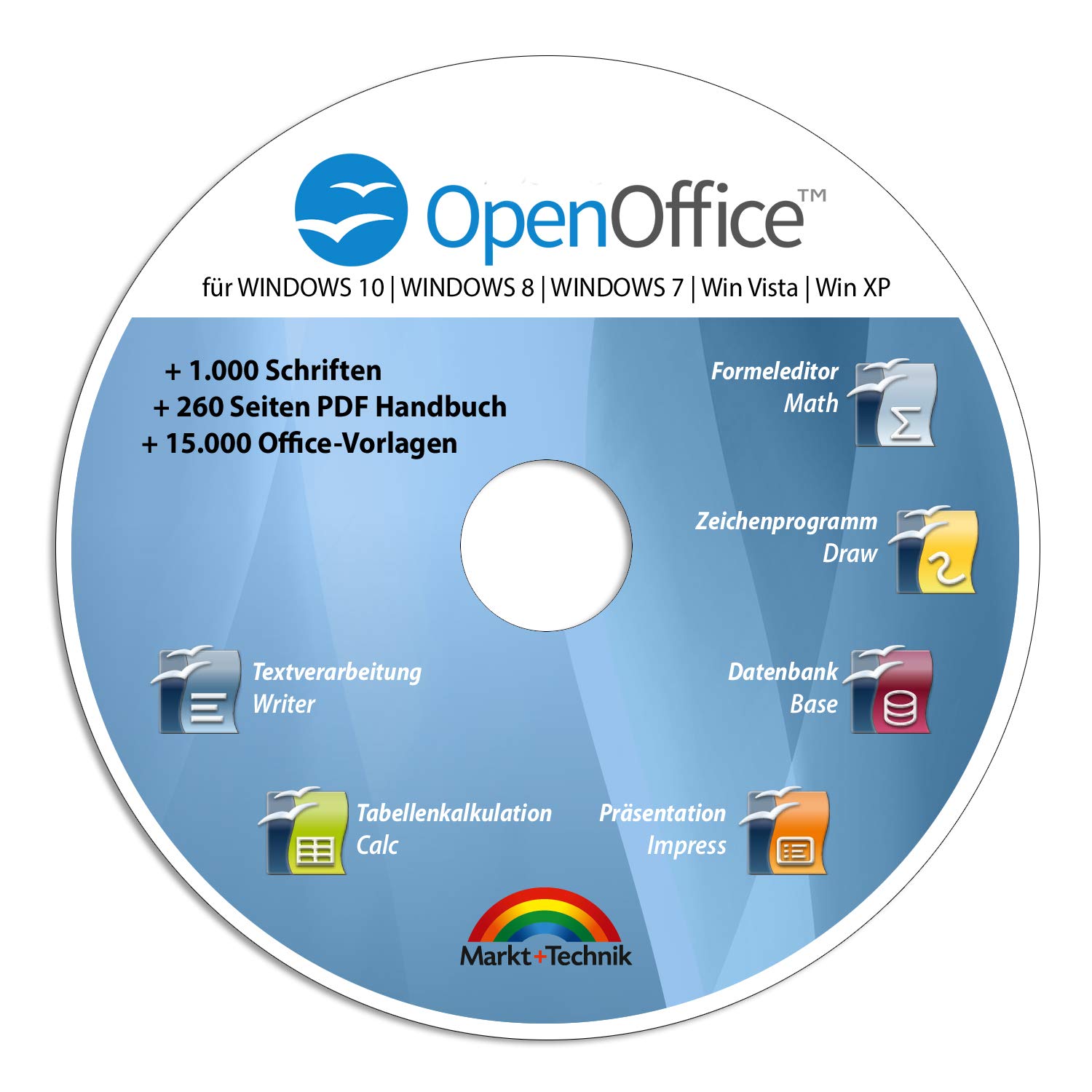 Open Office Edition CD DVD 100% kompatibel zu Microsoft® Word® und Excel® -für Windows 10-8-7-Vista-XP