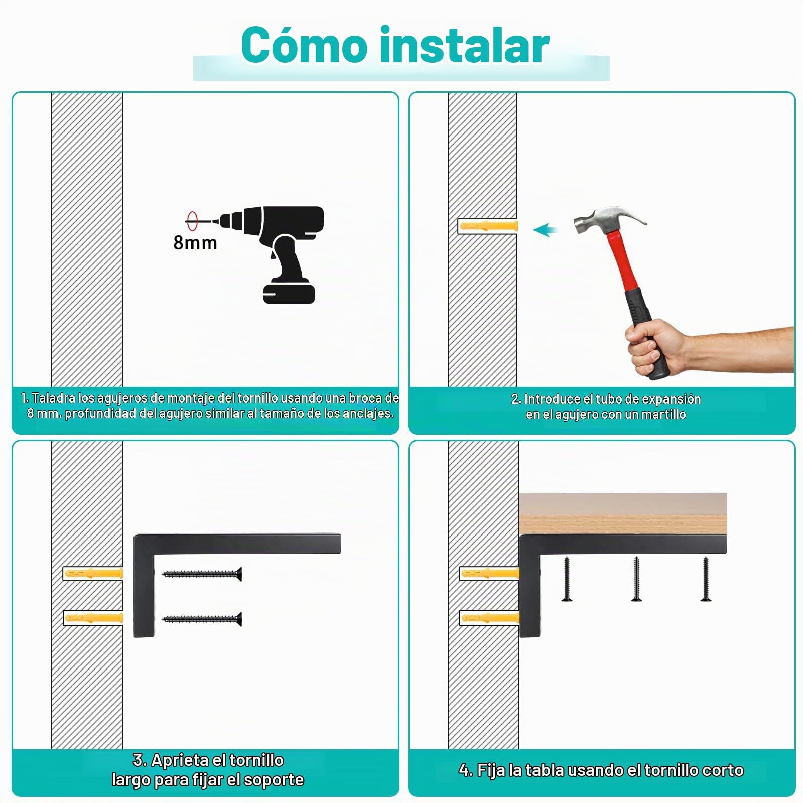 DBREAKS 2Pcs Escuadras para Estanterías Ángulo, Soporte de Pared para Lavabo, Escuadra de Carga Pesada, apoyo estable, para Lavabo y Estante de Pared, Subestructura de lavabo, 350x150 mm