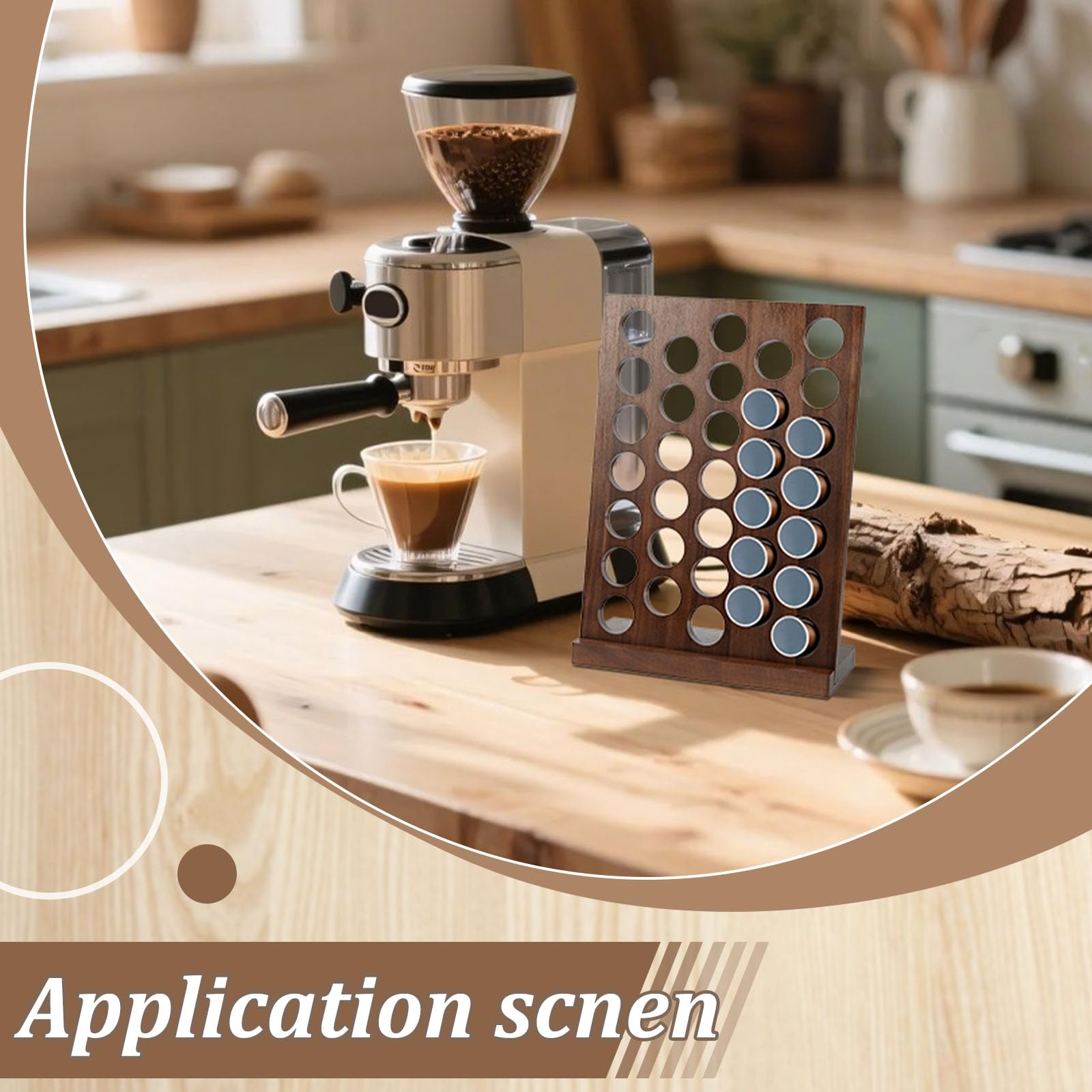 Supporto per capsule di caffè in legno, per 33 cialde di caffè, organizer per cucina, casa, ufficio, piano di lavoro, caffè