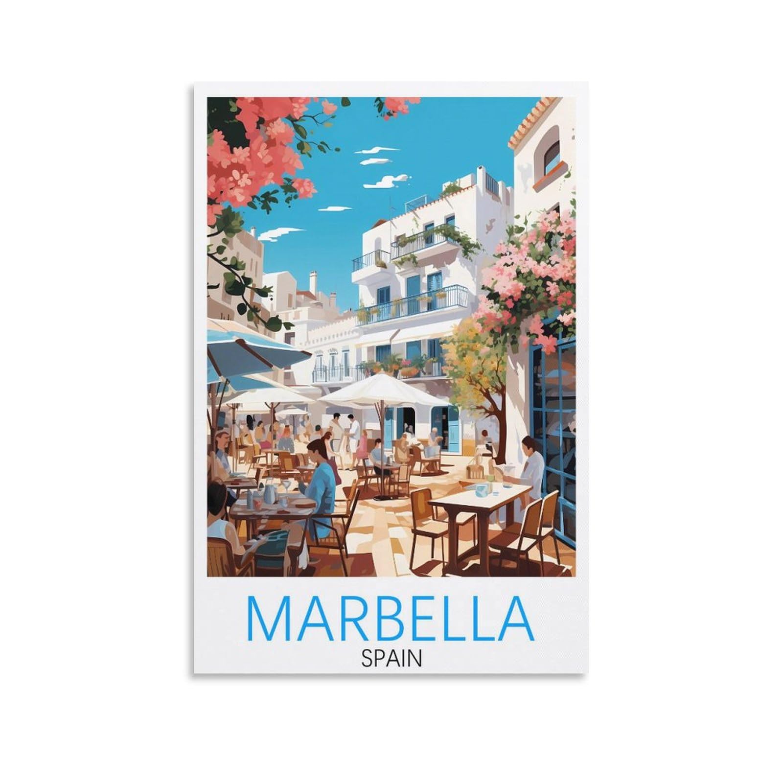 Orbana Unframe-Style Spain Marbella Vintage Travel Posters 20X30inch(50X75cm) Canvas Print For Living Room, Bedroom, Dorm, Home, Office Wall Decoration