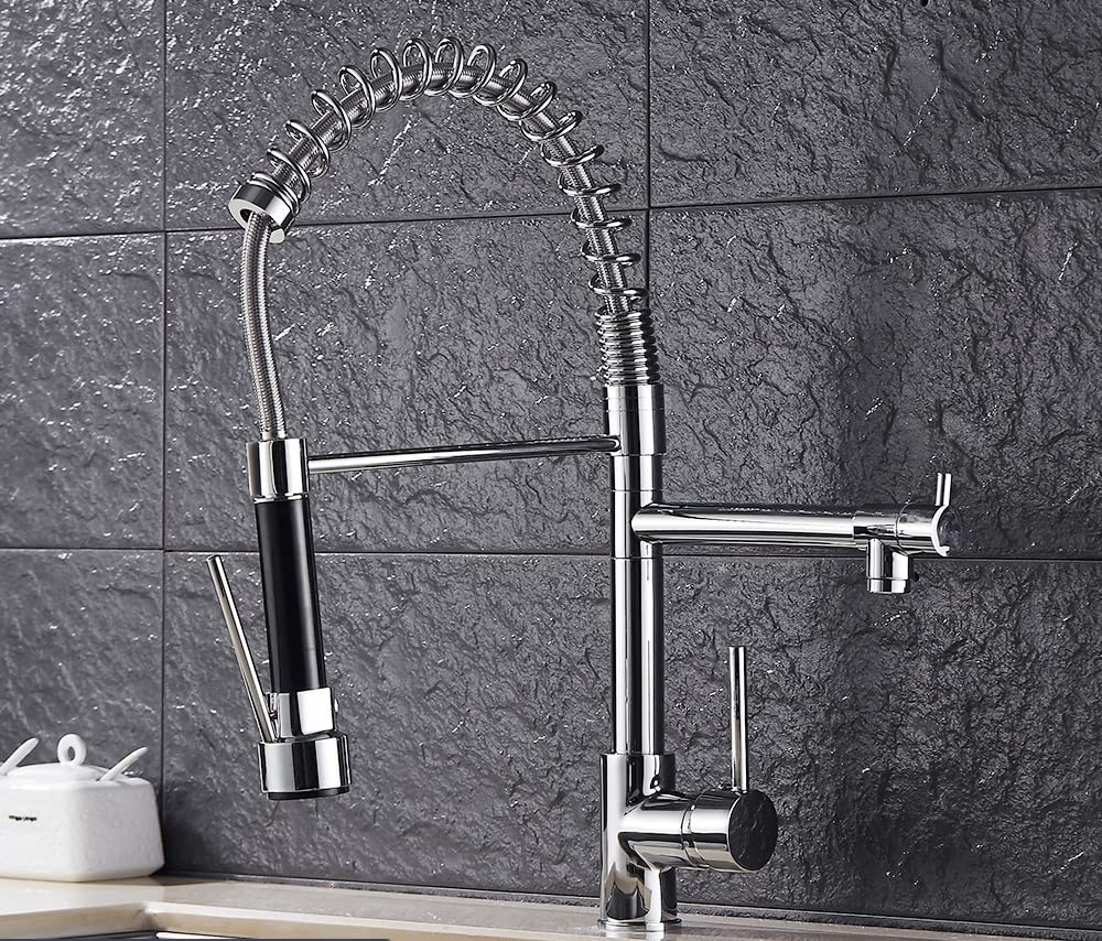Robinet de cuisine noir extractible avec ressort pour évier moderne et chic